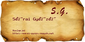 Sárai Győző névjegykártya